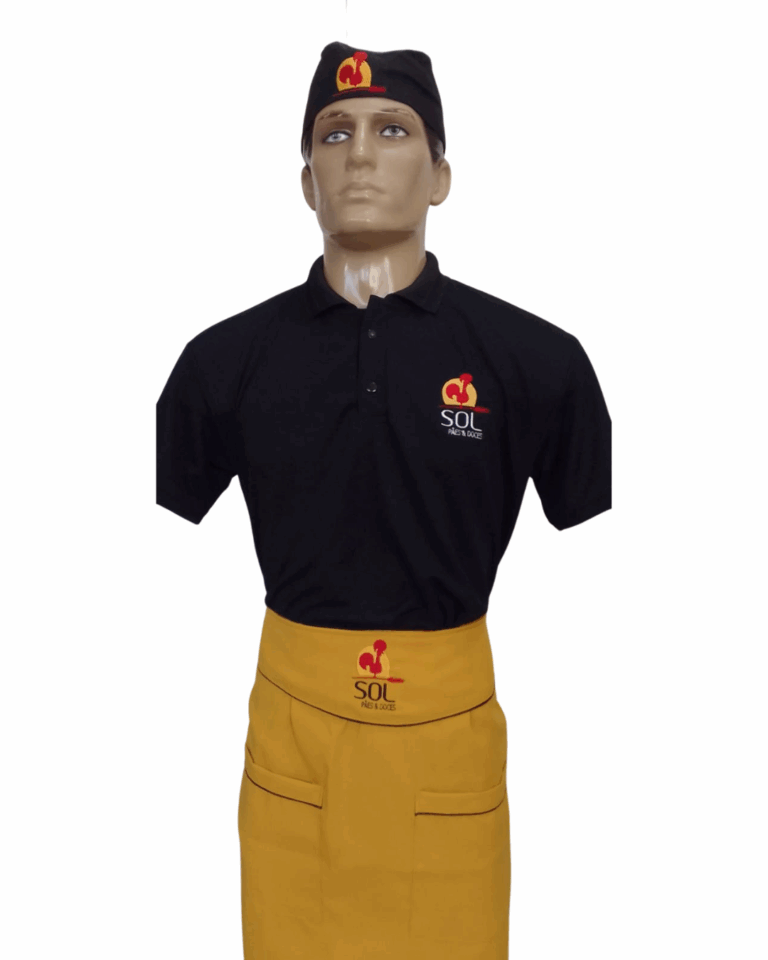 04 AT MASC CAMISETA POLO DRYFIT AVENTAL MEIA CINTURA BANDANA